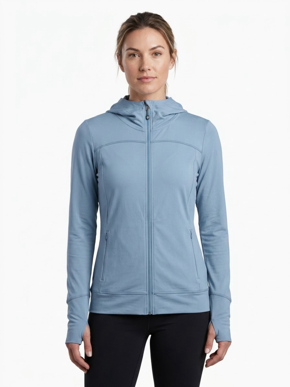 Kuhl Body & Sol Athletic Jacket Full Zip Hooded Blue Pockets Small
